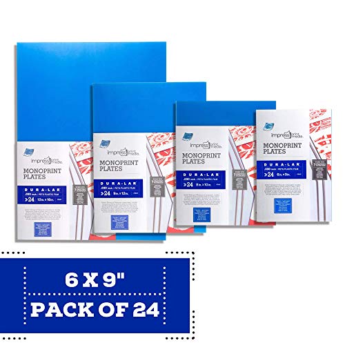 Grafix Impress Print Media Monoprint Plate – 6" x 9”, Pack of 24 – Transparent, Lightweight, Non-Porous .030” Dura-Lar Monoprinting Surface, Economical Alternative to Metal or Glass Plates - size: 6"x9"x0.030", style: Clear, Pack of 24