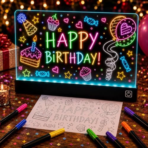 Upgraded 16 Inches LED Drawing Board – Rechargeable, 8 Colors, 11 Light Modes, Adjustable Brightness – Acrylic Light Board for Tracing with Stand, Markers and Full Kit – Birthday Gift Set (Black) - color: Black #2