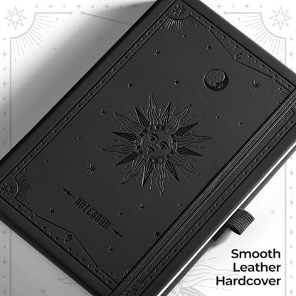 EMSHOI Dotted Journal Notebook, 320 Pages, A5 Small 5.75"x8.38", PU Leather Hardcover, 100 GSM Thick Paper, 5mm Dot Grid Notebook for Journaling, Planning, Drawing, Writing, Black - color: Black, size: A5 Dotted