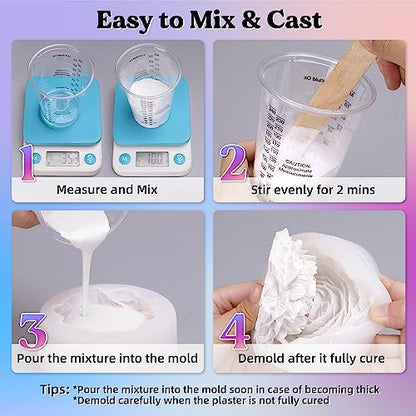 LET'S RESIN Resin Casting Powders 3000g, Fast Cured Casting Resin Kit for Beginners,20~30 Minutes De-Mold, Water Activated Plaster Powder Kit for Molds, Easy Mixing & Self Leveling - size: 3000g
