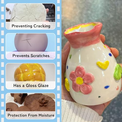 100ml Air Dry Clay Glaze, Air Dry Clay Varnish Can Not Only Used to Prevent Clay Cracking, Scratches, and Wear, It Can Also Having a Gloss Glaze Effect (Gloss) - size: A1-100ml-gloss