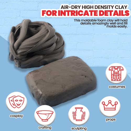3.3 lbs Moldable Cosplay Foam Clay (Gray) - Air-Dry High Density for Intricate Designs Dries Evenly Within 24-48 Hours Sandable and Paintable - color: Grey, size: 1500g