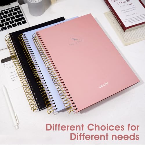 FLYING EAGLE 8.5 x 11 Large Graph Notebook Journal Spiral Graph Grid Notebook 210 Pages Hardcover Notebook Engineering Paper Notebook Graphing Notebook for Men Women, Pink - color: Pink, size: Graph