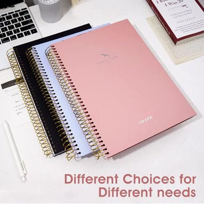 FLYING EAGLE 8.5 x 11 Large Graph Notebook Journal Spiral Graph Grid Notebook 210 Pages Hardcover Notebook Engineering Paper Notebook Graphing Notebook for Men Women, Pink - color: Pink, size: Graph
