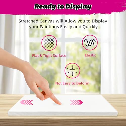 Stretched Canvas for Painting, 2Pack 36X48 Large Canvas for Painting, 15 Oz Triple Primed 2/3" Profile Cotton Professional Artist Quality Blank Canvas,Ready to Paint, Art Supplies for Acrylic, Oil - size: 12x16" - 12Pack