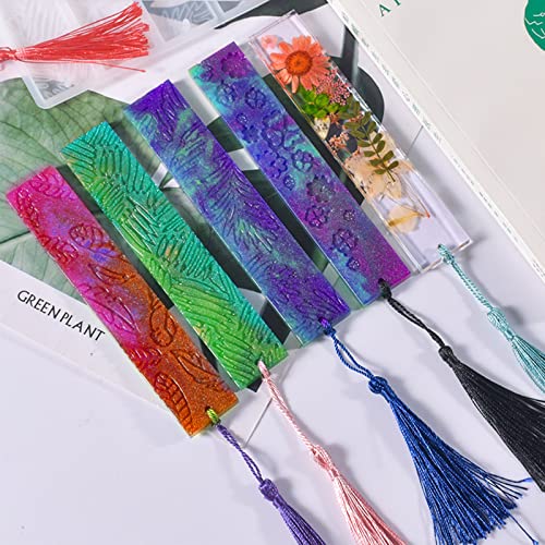3 Set of Bookmark Resin Molds Silicone Resin Mold Kit Rectangle Irregular Shaped Bookmark Mould Leaves Geometric Texture Epoxy Resin Casting Mold Unique Keychain Pendant Mold DIY Decor Crafts - color: 3x Bookmark