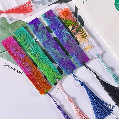 3 Set of Bookmark Resin Molds Silicone Resin Mold Kit Rectangle Irregular Shaped Bookmark Mould Leaves Geometric Texture Epoxy Resin Casting Mold Unique Keychain Pendant Mold DIY Decor Crafts - color: 3x Bookmark