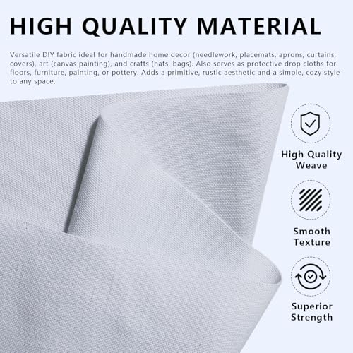 Canvas Fabric, 60" Wide Medium Weight 8 oz Duck Fabric for Quilting, Sewing, Crafts, Painting, Drop Cloths (White) - color: White, size: 60''x40''