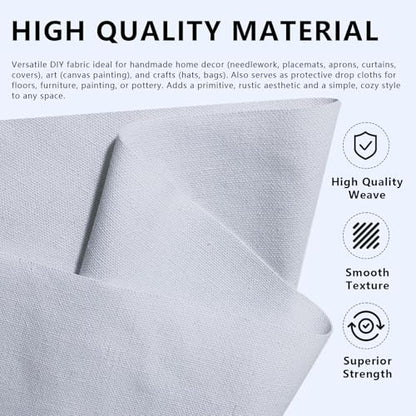 Canvas Fabric, 60" Wide Medium Weight 8 oz Duck Fabric for Quilting, Sewing, Crafts, Painting, Drop Cloths (White) - color: White, size: 60''x40''