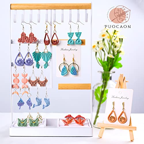 Puocaon Basic Clay Earring Cutters - 21 Pcs Polymer Clay Cutters, Classic Geometric Clay Jewelry Cutters Set, Shell Clay Earring Cutter, Radial Shape Clay Cutters for Polymer Clay Jewelry Making