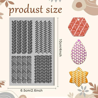 CHGCRAFT Sewing Knitting Patterns Clay Texture Mat Polymer Clay Molds DIY Clay Texture Tools for Clay Pottery Earring Jewelry Making Stamp Engraving Machines, Mixed Shapes, 3.9x2.6inch - style: Sewing