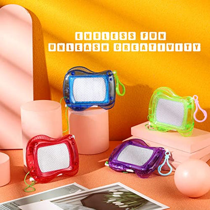 Chinco 24 Pieces Kids Mini Magnetic Drawing Board for Backpack Keychain Clip Erasable Mini Doodle Boards Toys for Party Colorful Writing Sketch Painting Pad Set Classroom Reward Supplies(Classic)