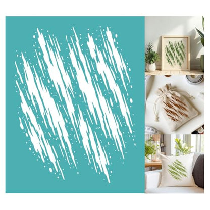 2 Sheets Brush Stroke Texture Silkscreen Stencil, Abstract Splatter Self-Adhesive Silk Screen Printing Stencils Reusable Mesh Stencil for Painting on Wood, T-Shirt, Home Craft - color: Brush Stroke