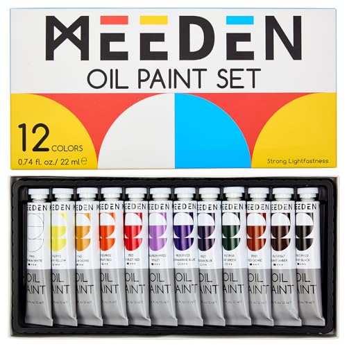 MEEDEN Oil Paint Set - 12 x 22ml (0.74 oz) Color Oil Paints for Adults Students Beginners- Rich Pigment Art Paints for Canvas Painting - color: 12 Colors
