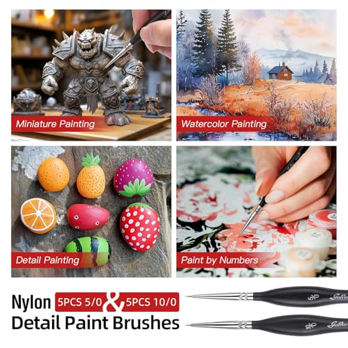 Detailing Brush Set - Golden Maple 13pcs Miniature Paint Brushes and Dry Brush Set for Fine Detail Paint, Acrylic Painting, Watercolor, Oil, Models