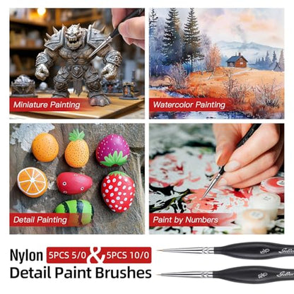 Detailing Brush Set - Golden Maple 13pcs Miniature Paint Brushes and Dry Brush Set for Fine Detail Paint, Acrylic Painting, Watercolor, Oil, Models