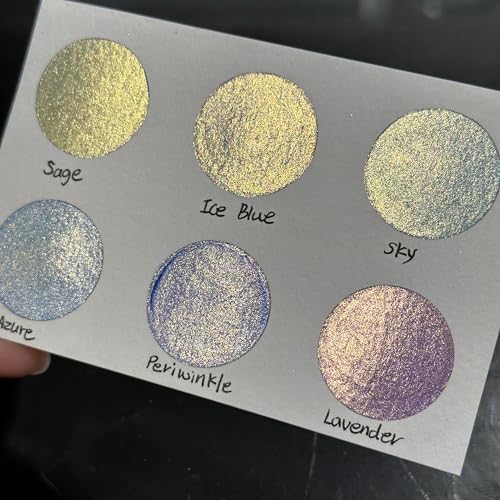IUILE Handmade Watercolor Paints - Blue Gold Half Pan Set (6 colors) - color: Blue Gold