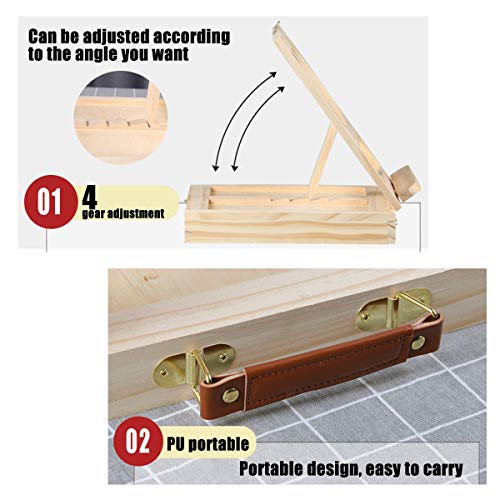 Wooden Easel Portable Tabletop Artist Easel with Storage Box Adjustable Angle Easel for Painting Drawing and Displaying Artwork