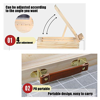 Wooden Easel Portable Tabletop Artist Easel with Storage Box Adjustable Angle Easel for Painting Drawing and Displaying Artwork