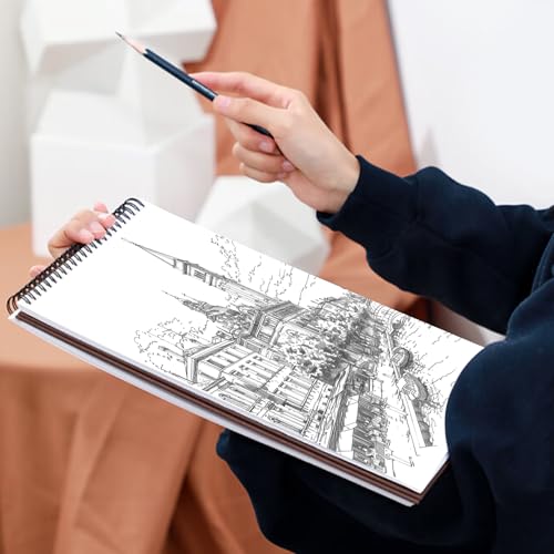 Crehatos 9" x 12" Sketch Book, Top Spiral Bound Sketch Pad, 100 Sheets Each 68lb/100gsm Drawing Paper, 2 Pack - size: 9" x 12" (2 Pack)