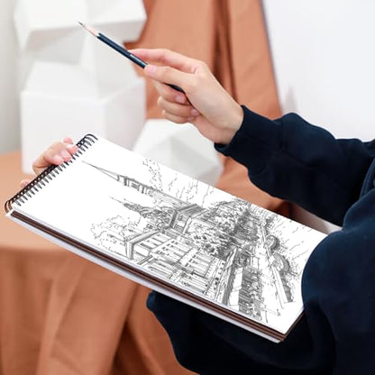 Crehatos 9" x 12" Sketch Book, Top Spiral Bound Sketch Pad, 100 Sheets Each 68lb/100gsm Drawing Paper, 2 Pack - size: 9" x 12" (2 Pack)