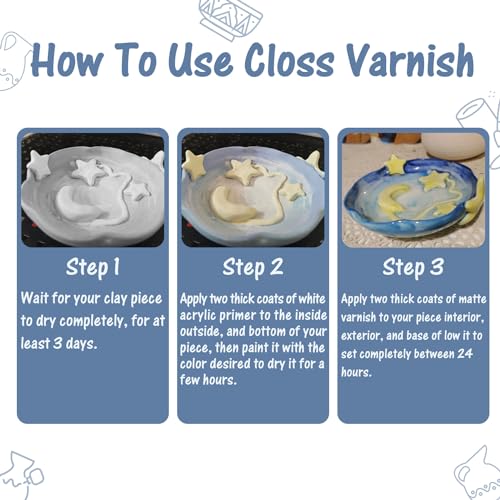 WAN2TLK Air Dry Clay Glaze 100ml, Clay Varnish for Air Drying Clay, Clear Acrylic Varnish for Craft Pottery Waterproof & Gloss Finish - size: 100ml Gloss