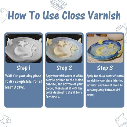 WAN2TLK Air Dry Clay Glaze 100ml, Clay Varnish for Air Drying Clay, Clear Acrylic Varnish for Craft Pottery Waterproof & Gloss Finish - size: 100ml Gloss