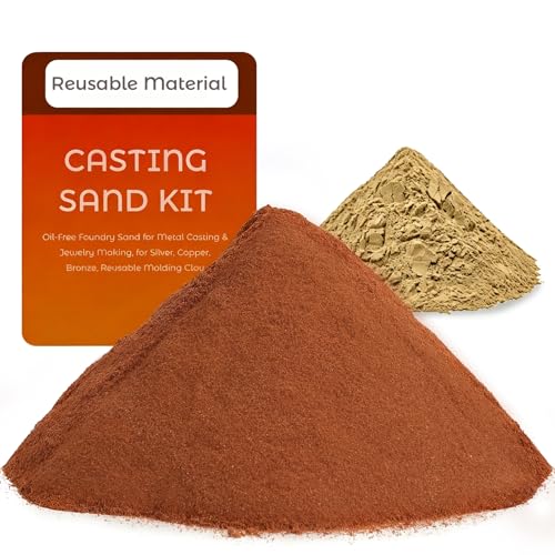 5.5LB Casting Sand Kit with 0.22LB Viscosity Soil, Oil-Free Foundry Sand for Metal Casting & Jewelry Making, for Silver, Copper, Bronze, Reusable Molding Clay (5.5, Pounds)