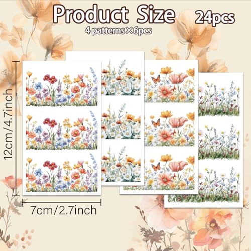 OLYCRAFT Wildflowers Clay Transfer Paper 4 Design 24 Pcs Transfer Papers for Polymer Botanical Frame Polymer Clay Transfer Sheets Flower Theme Small Transfers Paper for Clay Earrings Jewelry Making - style: Wildflower