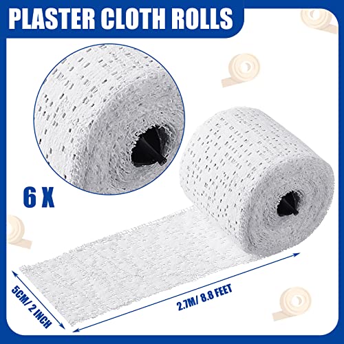 Heentan 6 Rolls Plaster Strips Plaster Gauze Bandages Blank Cloth Wrap Rolls for DIY Hobby Crafts, Belly Cast, Body Molds, Mask Making, Scenery Art(2 x 106 Inches) - size: 2 x 106 Inch