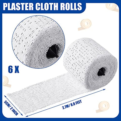 Heentan 6 Rolls Plaster Strips Plaster Gauze Bandages Blank Cloth Wrap Rolls for DIY Hobby Crafts, Belly Cast, Body Molds, Mask Making, Scenery Art(2 x 106 Inches) - size: 2 x 106 Inch