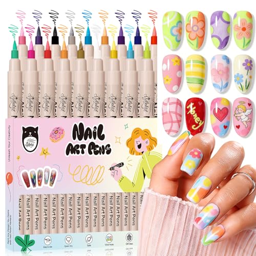 18 Color 3D Nail Art Pens Set, 0.7MM Nail Polish Pens for Nail Art Dotting Pen Drawing Painting Liner Brush for DIY Nail Design, Home & Salon Manicure Tools - color: green