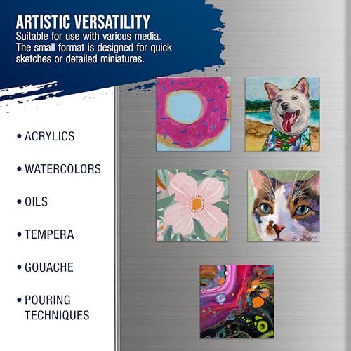U.S. Art Supply Mini Magnetic Canvas Panels, 24 Pack, 2.5x2.5 Inch, Primed 8 Ounce Heavyweight Cotton, Small Canvases for Painting Acrylic and Watercolor, White Square Flat Canvas Boards - size: 2.5" x 2.5"