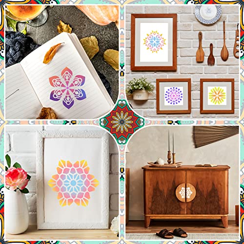 80 Pieces Mandala Stencils for Painting 3 x 3 Inch Mandala Painting Craft Stencils Reusable Templates for Wood Rocks Furniture Wall Floor DIY Art Projects Fabric Tile - style: Mandala