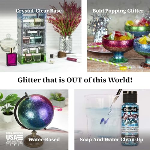 DecoArt Galaxy Glitter Rainbow Acrylic Paint Set – 9 Bottles (2 fl oz) – Bright Multicolor Glitter Paints for Crafting, Art Projects & Creative DIY Crafts - color: Rainbow Glitter