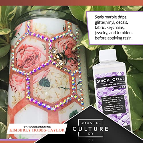 Counter Culture DIY Clear Quick Coat Sealer for Resin Art, 8 oz Bottle, Epoxy Supplies for Coating & Casting, Tumblers, Keychains, Jewelry, Outdoor Sign Waterproofing, No VOC - size: 8 oz