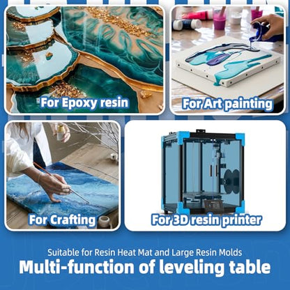 Resin Leveling Table for Epoxy - 16''x 12'' Resin Leveling Board Nonstick Surface, Adjustable Height & Angle Feet, Multipurpose No Installation Required Board for Crafting & Art - size: Large