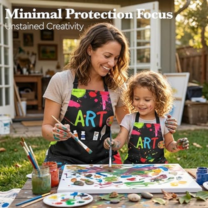Cute Painting Artist Apron with 2 Pockets and Adjustable Strap,Splash-resistant Painting Aprons for Adults, Art Apron Bib Apron for Women,Teacher,Student Painter