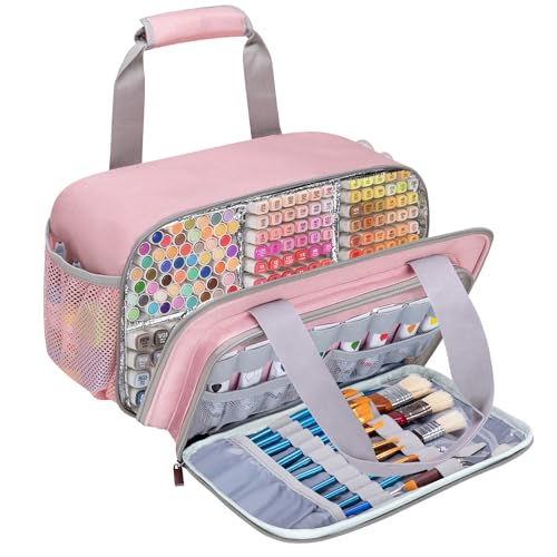 GRAOSO Case Organizer for up to 216 Markers, Large Bag With Carrying Handle, Holder (Length up to 5.1"), Aluminum Foil Liner Easy Cleaning, Patented Design (Pink) - color: Pink