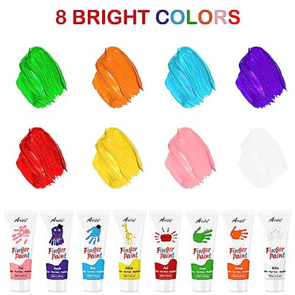 AROIC 8PCS Washable Finger Paint, Non-Toxic Finger Paints 8Colors(1.05fl oz), Art Supplies Painting Supplies Gifts, Hand Paint DIY Crafts for Children Age 13+ and Adults - color: 8 colors (1.05oz)