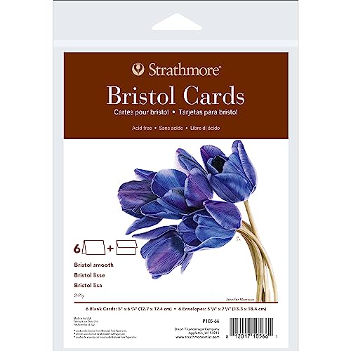 Strathmore 400 Series Cards, Bristol, 5x6.875 inches, 6 Pack, Envelopes Included - Blank Greeting Cards for Weddings, Events, Birthdays - size: 5x6.875, style: 6 Pack