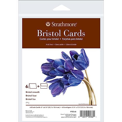 Strathmore 400 Series Cards, Bristol, 5x6.875 inches, 6 Pack, Envelopes Included - Blank Greeting Cards for Weddings, Events, Birthdays - size: 5x6.875, style: 6 Pack