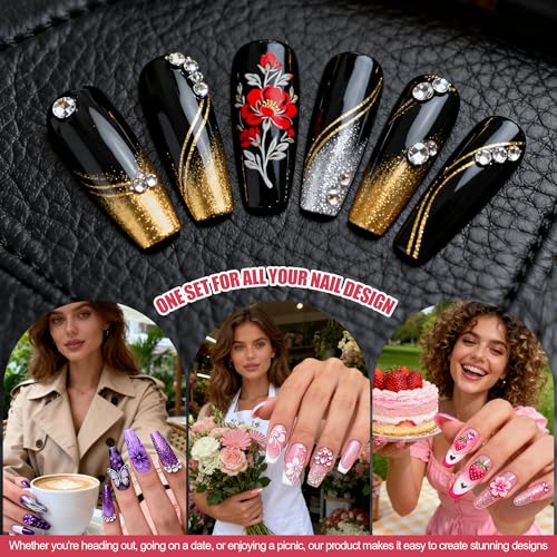Artdone Nail Striping Tape Lines Kit With Nail Art Pens Liner Brushes | Dotting Tools For Gel Polish Small Detail Drawing Design Paint