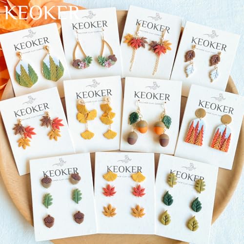 KEOKER Fall Polymer Clay Cutters for Jewelry - 7 Shapes Maple Leaves Earring Cutters - color: white A
