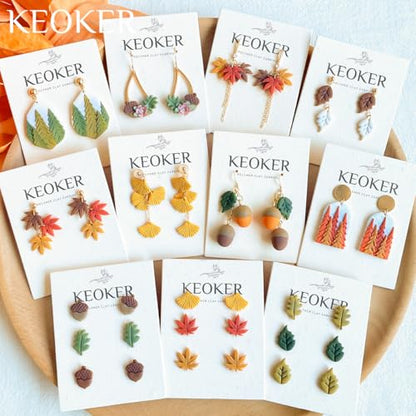KEOKER Fall Polymer Clay Cutters for Jewelry - 7 Shapes Maple Leaves Earring Cutters - color: white A