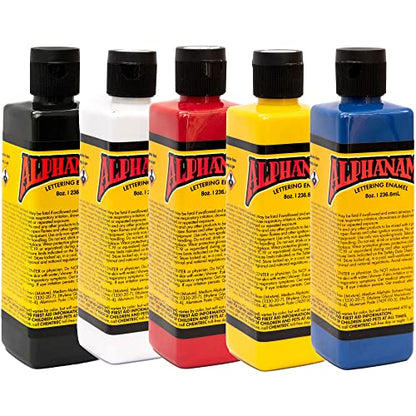 Alphanamel Alphasample Set – Vibrant High-Pigment Enamel Paint for Pinstriping, Sign Painting, Fine Art, with Smooth Gloss Finish (8 Oz) - size: 40 Fl Oz (Pack of 1)