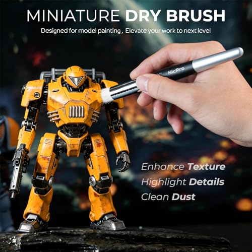 Nicpro Miniature Paint Brushes Drybrush - 21PCS Model Paint Brush Set for Acrylic Oil Watercolor, Detail Paint Brush Dry Brush for Model, Miniature Painting, Paint by Numbers, Craft - with Container - style: 21 Pack (Detail+Drybrush)