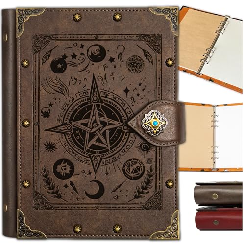 DUROTAN Refillable Leather Journal Notebook Unique A5 400 Page | For-Inspirational Gifts for Women & Men Dnd Gift Versatile Diary,Planner,Sketchbook,Scrapbook - color: 7-GrayBrown-Fantasy