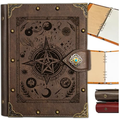 DUROTAN Refillable Leather Journal Notebook Unique A5 400 Page | For-Inspirational Gifts for Women & Men Dnd Gift Versatile Diary,Planner,Sketchbook,Scrapbook - color: 7-GrayBrown-Fantasy