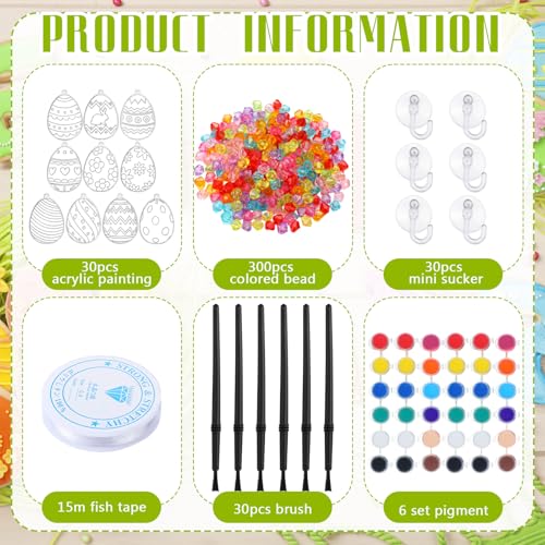 WinnerWhy 30 Sets Easter Suncatchers Window Art Kits, Egg Spring DIY Sun Catchers Bulk Crafts Paint Your Own Window Ornaments for Adult Easter Day Home Birthday Activity Party Decor - style: Easter Style